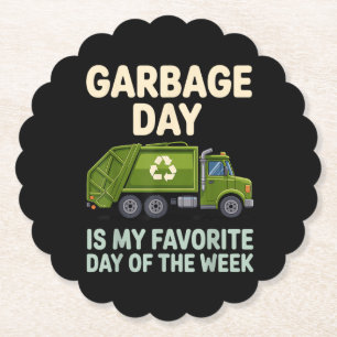Cool Garbage Truck Art for Men Women Kids Garbage  Paper Coaster