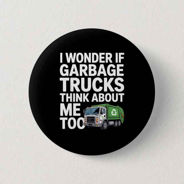 Cool Garbage Truck Design For Men Women Trash Garb Button (Front)