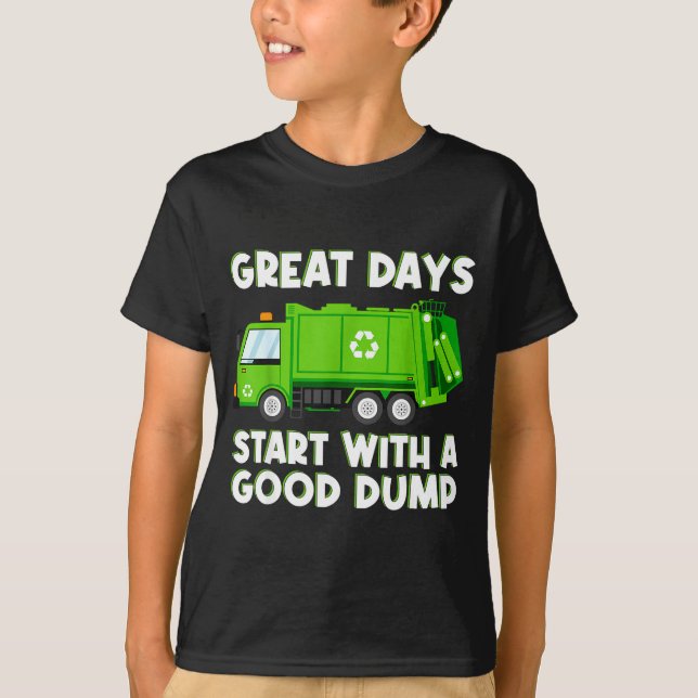 Cool Garbage Truck Good Dump Truck Men Kids Boys T T-Shirt (Front)