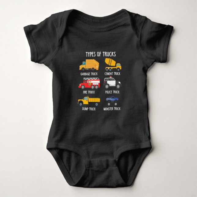 Cool Garbage Truck Kids Trash Recycling Driver Baby Bodysuit (Front)
