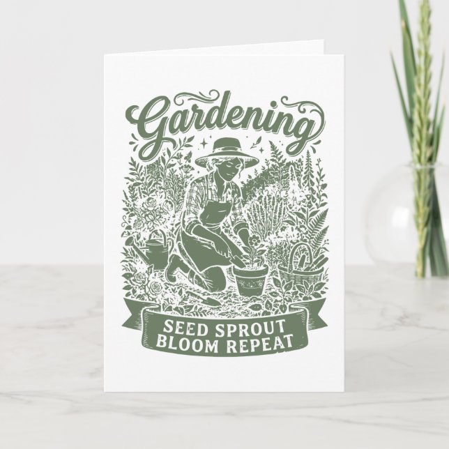 Cool Gardener Seed Sprout Bloom Repeat Gift for Card (Front)