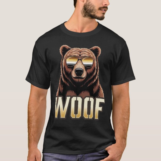 Cool Gay Bear Pride Bear Pride Flag  Woof  T-Shirt (Front)