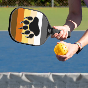 Cool Gay Bear Pride Flag Bear Paw Carbon Fiber Pickleball Paddle