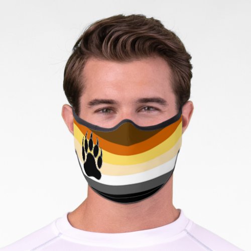 Cool Gay Bear Pride Flag Bear Paw Premium Face Mask