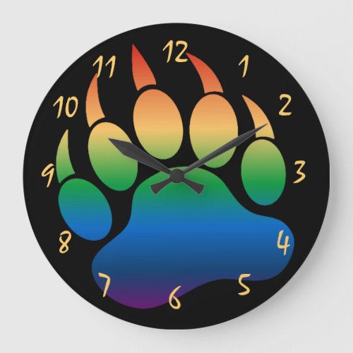 Cool Gay Bears Pride Bear Paw Large Clock