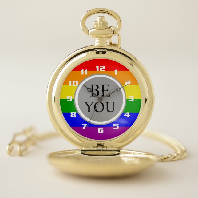Cool Gay Pride Flag Be You Pocket Watch (Inside)
