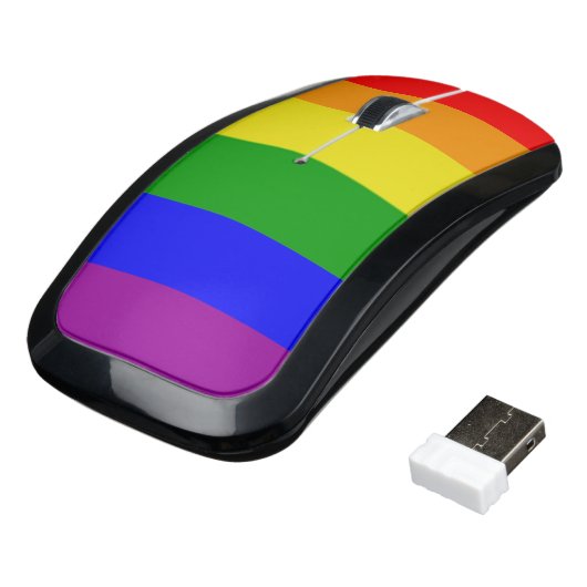 Cool Gay Pride Rainbow Flag Pattern Wireless Mouse (Angled)