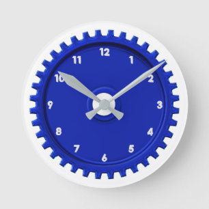 Cool Gear-Shaped Blue Garage Shop Clock