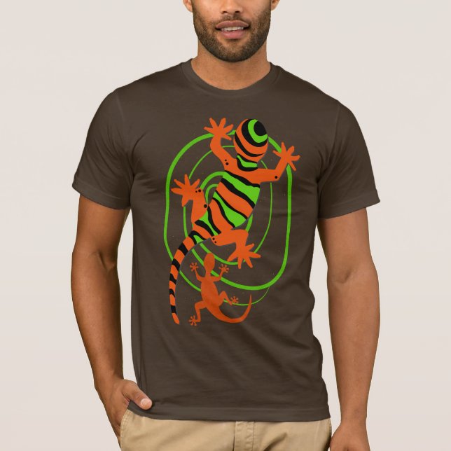 Cool Gecko Lizard Colourful Graphic Print T-Shirt (Front)