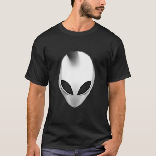 Cool Geeky Metallic Shiny Alien Head T_Shirt