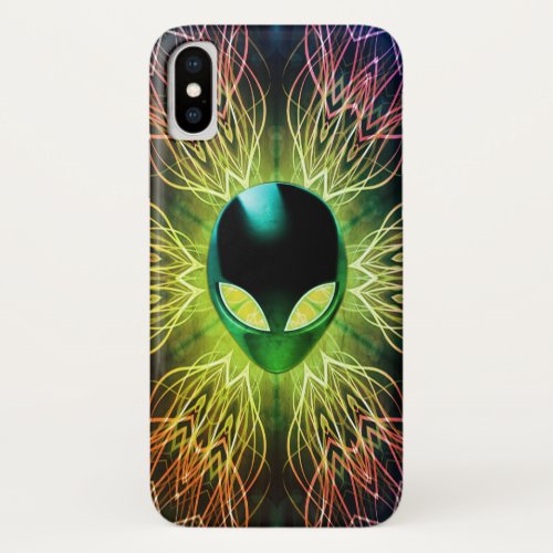 Cool Geeky Sci_fi Fractal Art Alien Head iPhone X Case