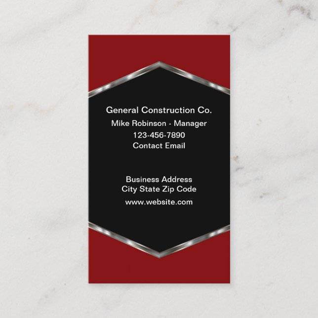 Cool General Construction Business Cards (Front)
