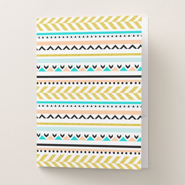 Cool Geometric Aztec Inspired Pattern Pocket Folder (Front)