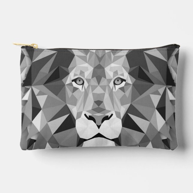 Cool Geometric Lion Head Accessory Pouch (Front)