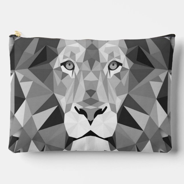 Cool Geometric Lion Head Accessory Pouch (Front)