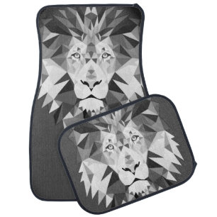 Cool Geometric Lion Head Car Floor Mat