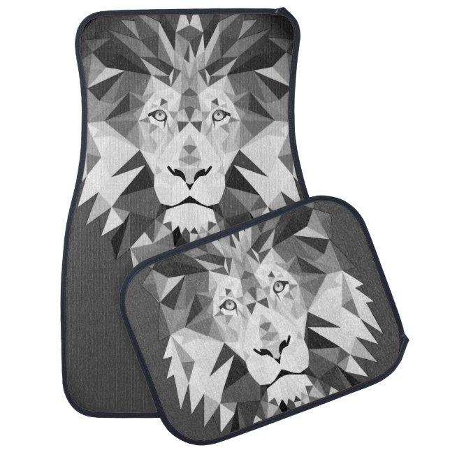 Cool Geometric Lion Head Car Floor Mat (Set)