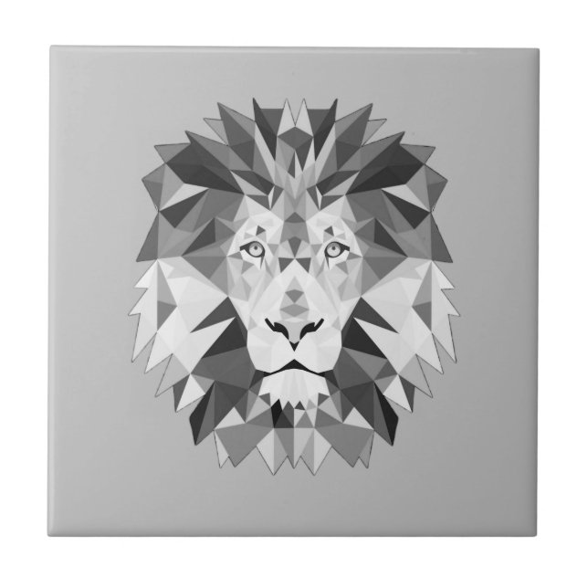 Cool Geometric Lion Head Ceramic Tile (Front)