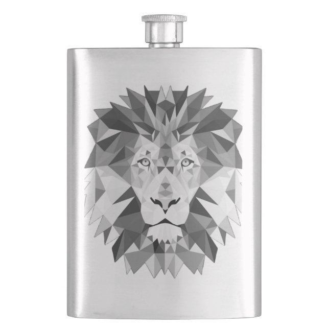 Cool Geometric Lion Head Flask (Front)