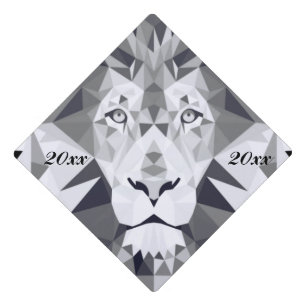 Cool Geometric Lion Head Graduation Cap Topper