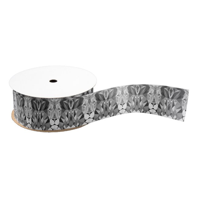 Cool Geometric Lion Head Grosgrain Ribbon (Spool)