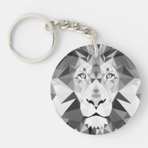 Cool Geometric Lion Head Keychain