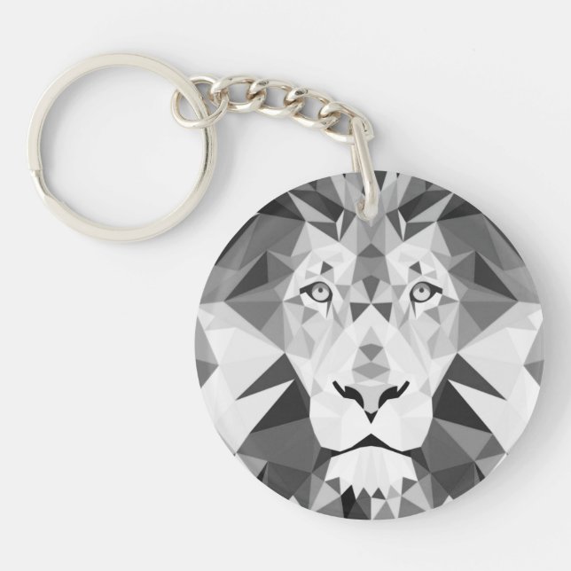Cool Geometric Lion Head Keychain (Front)