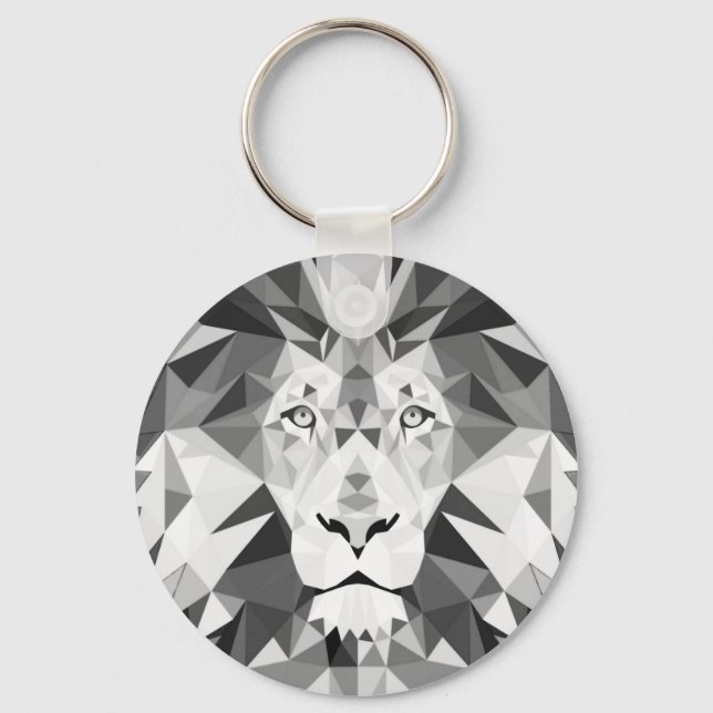 Cool Geometric Lion Head Keychain (Front)