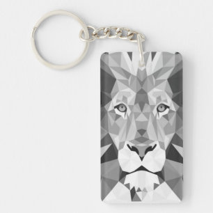 Cool Geometric Lion Head Keychain