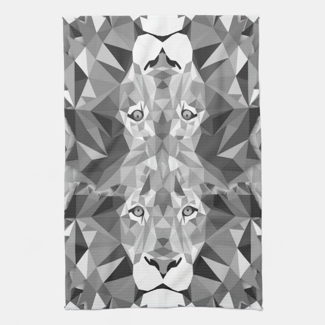 Cool Geometric Lion Head Kitchen Towel (Vertical)
