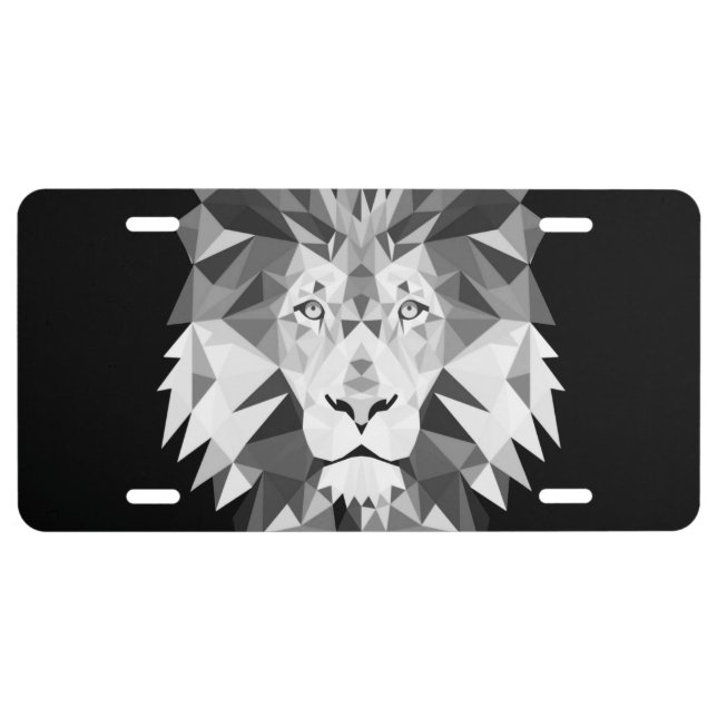 Cool Geometric Lion Head License Plate (Front)