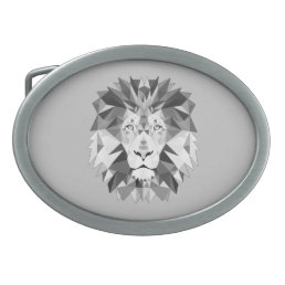 Cool Geometric Lion Head Oval Belt Buckle