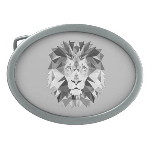 Cool Geometric Lion Head Oval Belt Buckle