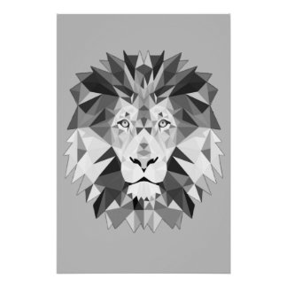 Cool Geometric Lion Head Poster