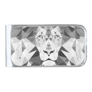 Cool Geometric Lion Head Silver Finish Money Clip