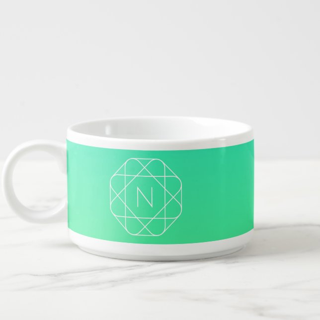 Cool Geometric Monogram | Blue & Lime Green Ombre Bowl (Right)