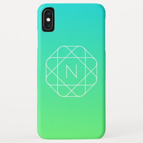Cool Geometric Monogram  Blue  Lime Green Ombre iPhone XS Max Case