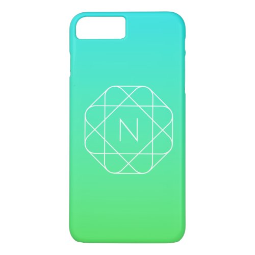 Cool Geometric Monogram  Blue  Lime Green Ombre iPhone 8 Plus7 Plus Case