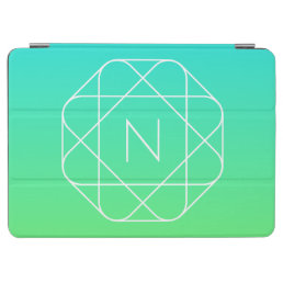 Cool Geometric Monogram | Blue &amp; Lime Green Ombre iPad Air Cover