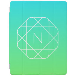 Cool Geometric Monogram | Blue &amp; Lime Green Ombre iPad Smart Cover