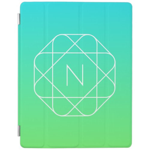 Cool Geometric Monogram  Blue  Lime Green Ombre iPad Smart Cover