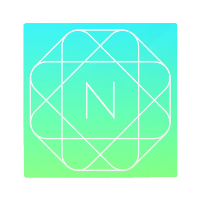 Cool Geometric Monogram | Blue & Lime Green Ombre Metal Print (Front)