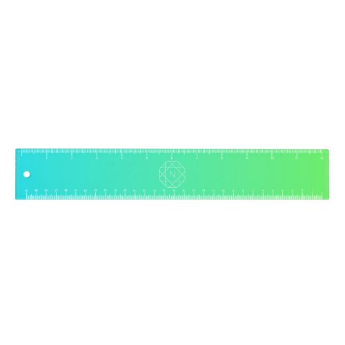 Cool Geometric Monogram  Blue  Lime Green Ombre Ruler