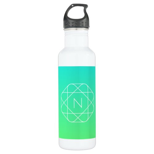 Cool Geometric Monogram  Blue  Lime Green Ombre Stainless Steel Water Bottle