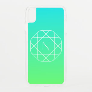 Cool Geometric Monogram Blue & Lime Green Ombre iPhone XS Max Case