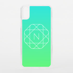 Cool Geometric Monogram Blue & Lime Green Ombre iPhone XS Case