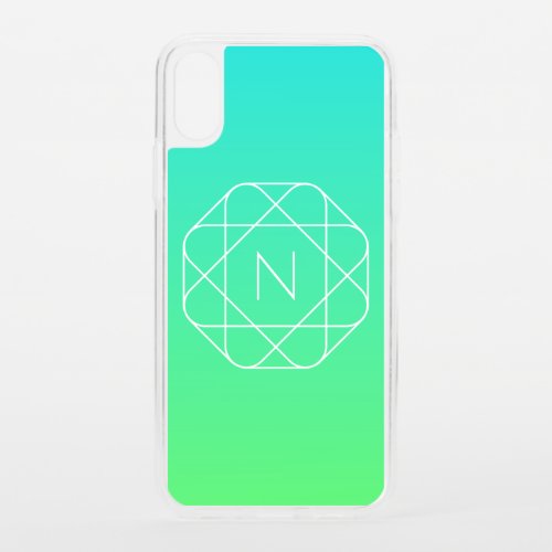 Cool Geometric Monogram  Blue  Lime Green Ombre iPhone XS Case