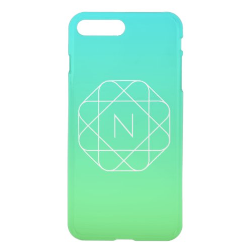 Cool Geometric Monogram  Blue  Lime Green Ombre iPhone 8 Plus7 Plus Case