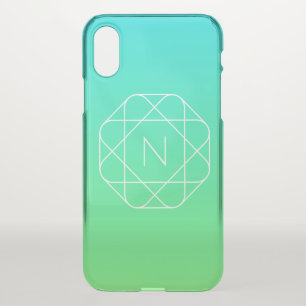 Cool Geometric Monogram Blue & Lime Green Ombre iPhone XS Case