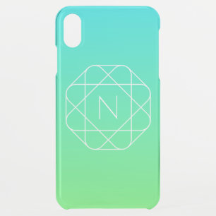 Cool Geometric Monogram Blue & Lime Green Ombre iPhone XS Max Case